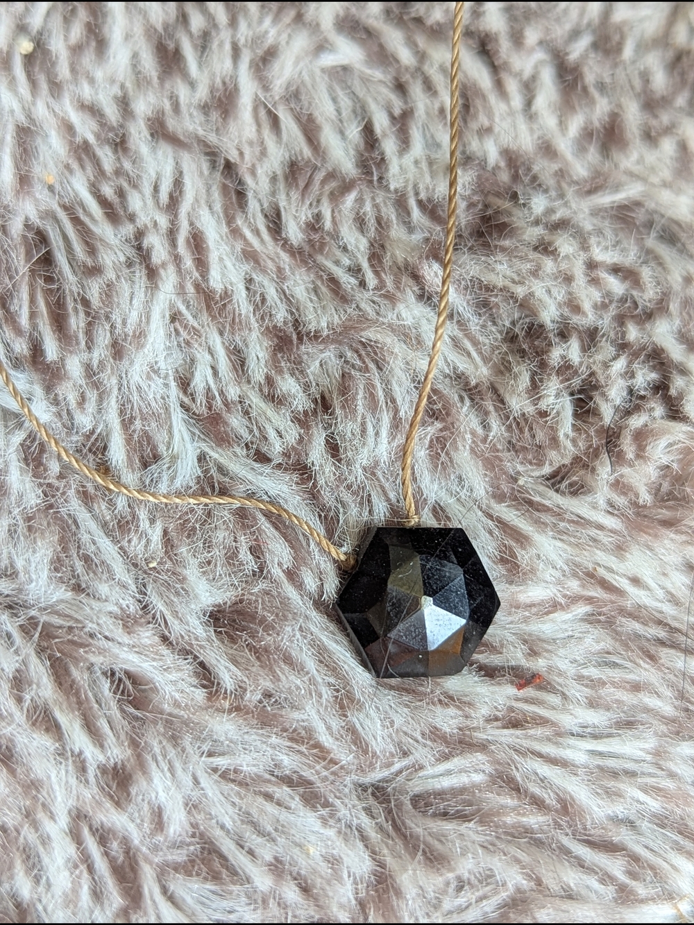 Gold Chain Necklace with Black Faceted Pendant